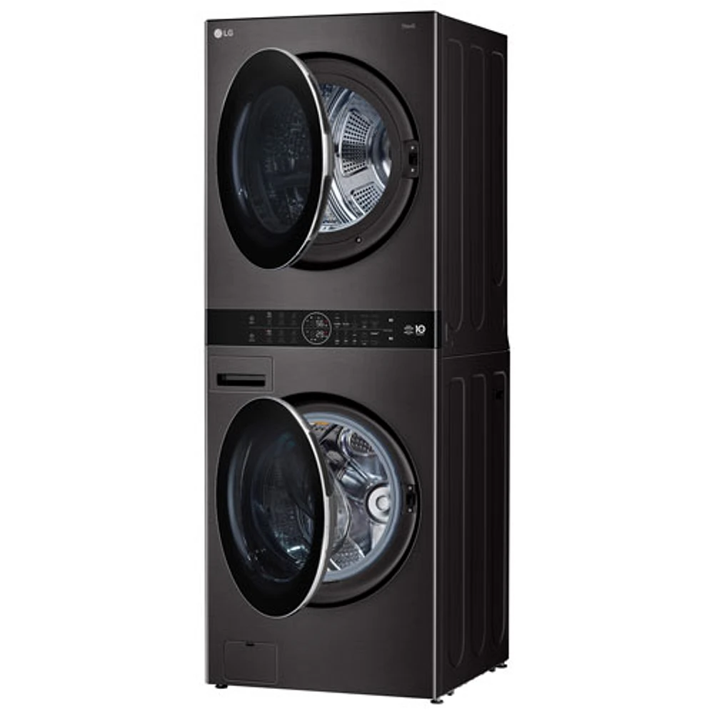 LG WashTower 5 Cu. Ft. Electric Washer & 7.8 Cu. Ft. Heat Pump Dryer Laundry Centre (WKHC252HBA) - Black Steel