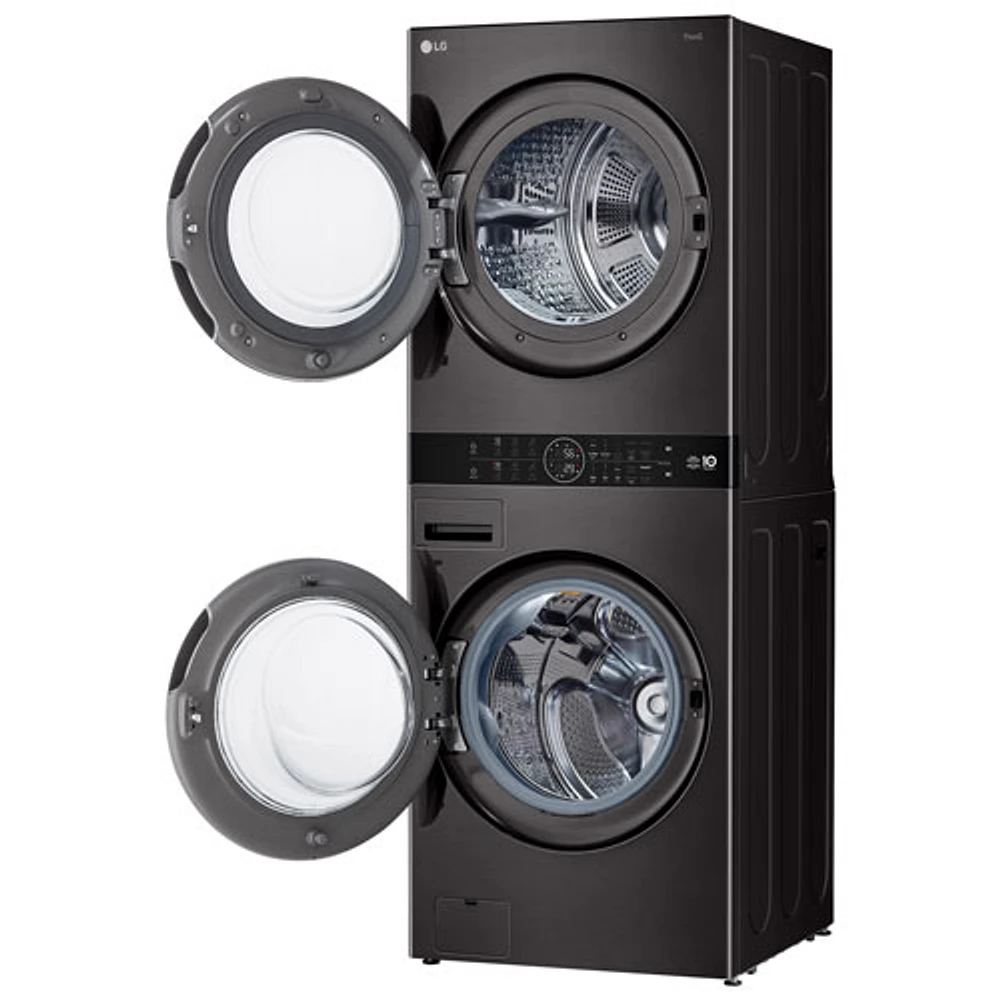 LG WashTower 5 Cu. Ft. Electric Washer & 7.8 Cu. Ft. Heat Pump Dryer Laundry Centre (WKHC252HBA) - Black Steel