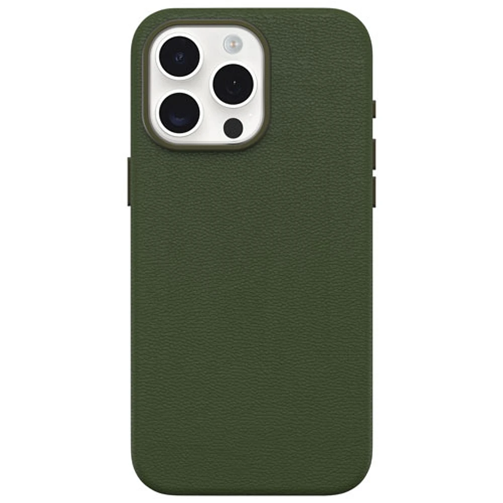 Étui rigide ajusté en cuir de cactus Symmetry d'OtterBox pour iPhone 15 Pro Max - Vert