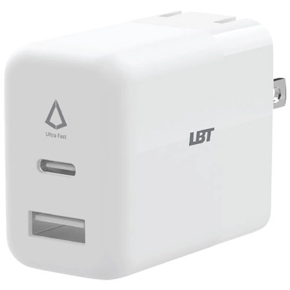 Chargeur mural à ports USB-C/USB-A 42 W de LBT avec câble USB-C à C 5 pi et câble USB-A à Lightning