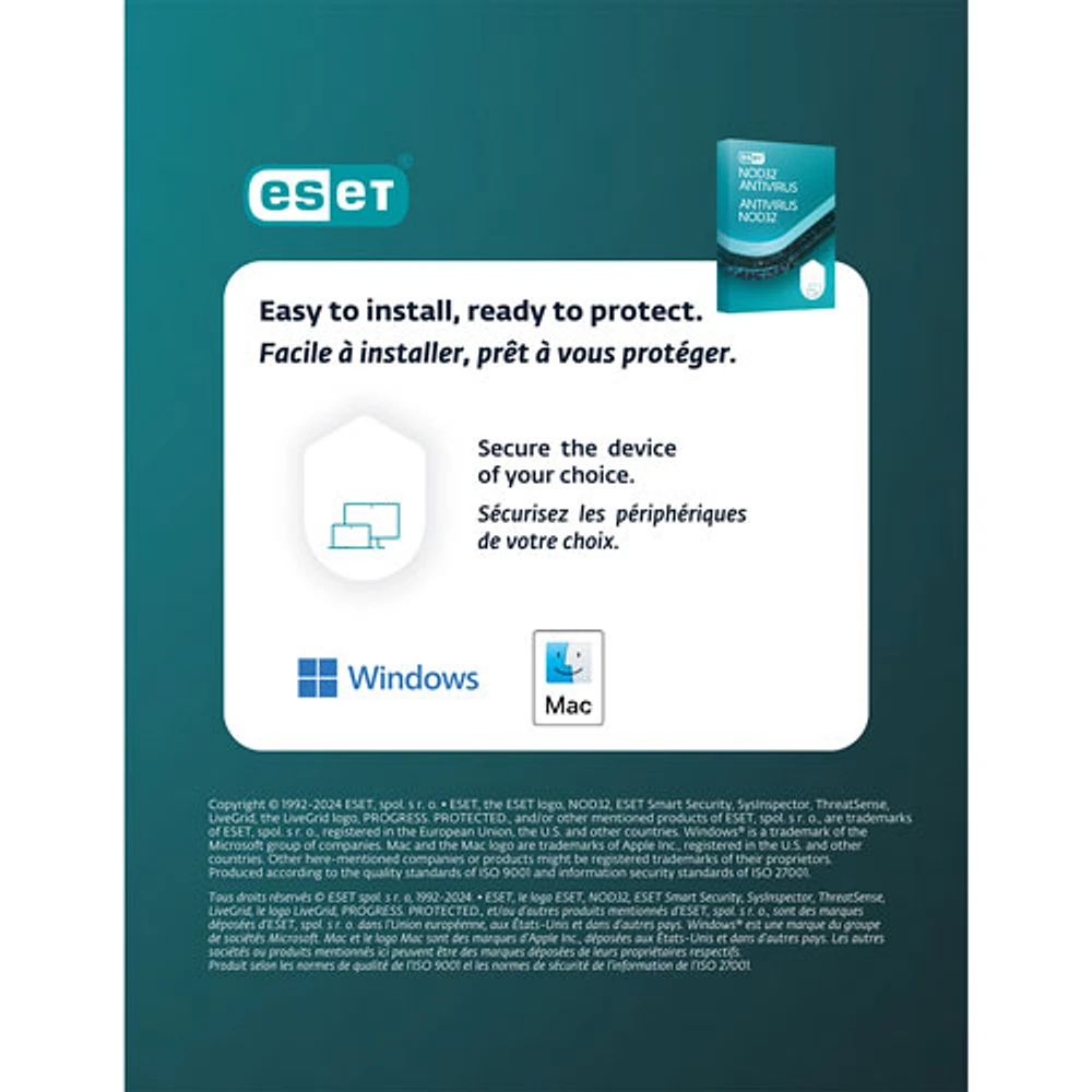 ESET NOD32 Antivirus (PC/Mac) - 1 appareil - 1 an