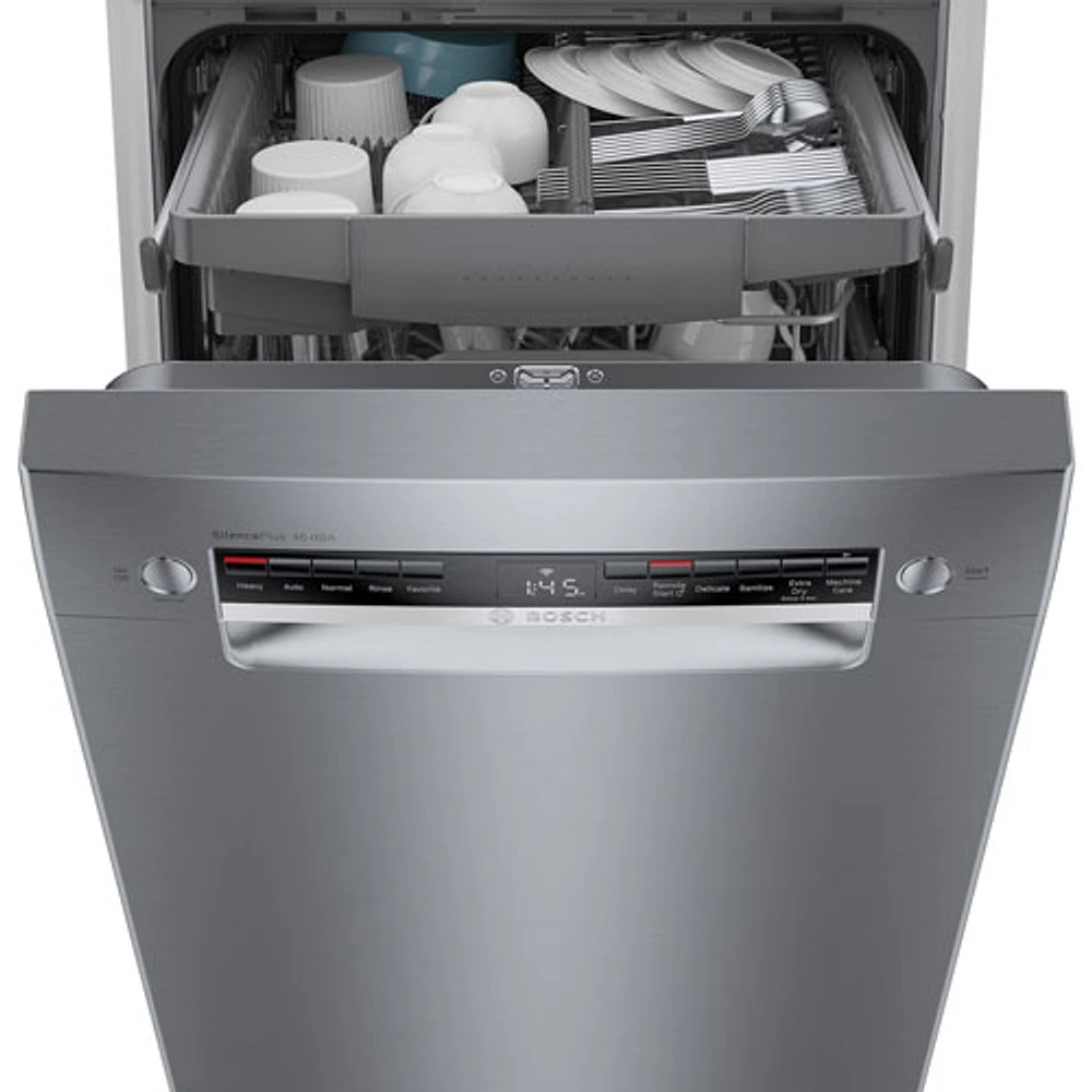 Bosch 18" 46dB Built-In Dishwasher with Stainless Steel Tub & Third Rack (SPE53C55UC) - Stainless Steel