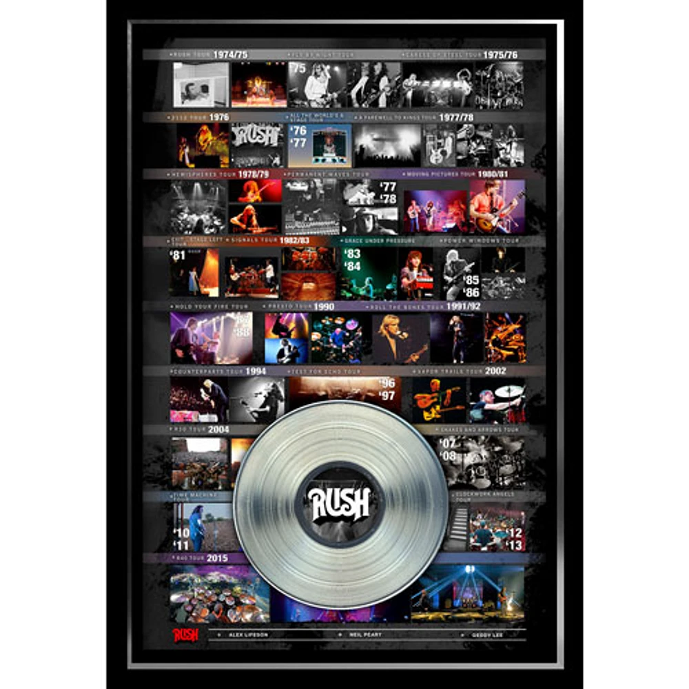 Frameworth The Rush: Tour History Collage Platinium LP Framed Canvas