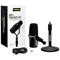 Shure MV7+-K XLR/USB-C Dynamic Microphone with Stand - Black