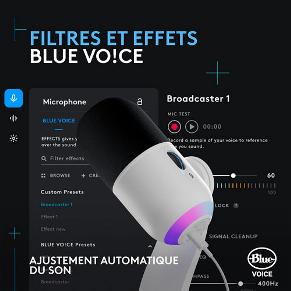 Microphone de jeu USB Yeti GX avec éclairage RVB LIGHTSYNC de Logitech - Blanc - Exclusivité de Best Buy