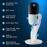 Microphone de jeu USB Yeti GX avec éclairage RVB LIGHTSYNC de Logitech - Blanc - Exclusivité de Best Buy