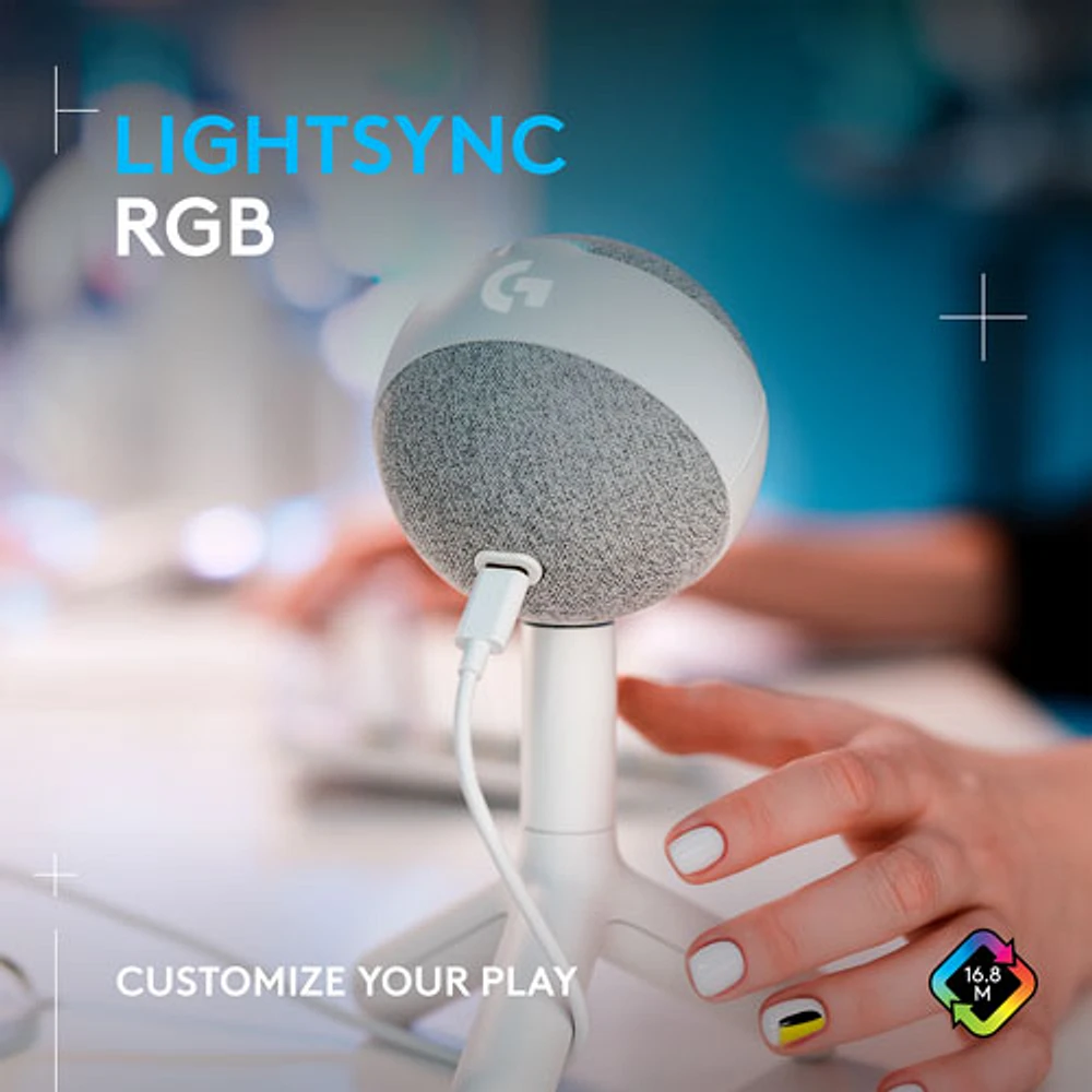 Microphone de jeu USB Yeti Orb à condensateur avec éclairage RVB LIGHTSYNC de Logitech - Blanc - Exclusivité de Best Buy