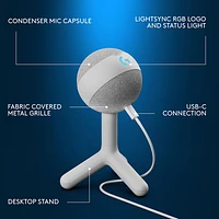 Microphone de jeu USB Yeti Orb à condensateur avec éclairage RVB LIGHTSYNC de Logitech - Blanc - Exclusivité de Best Buy