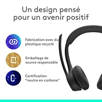 Casque d'écoute sans fil Bluetooth Zone 300 avec microphone à suppression du bruit de Logitech