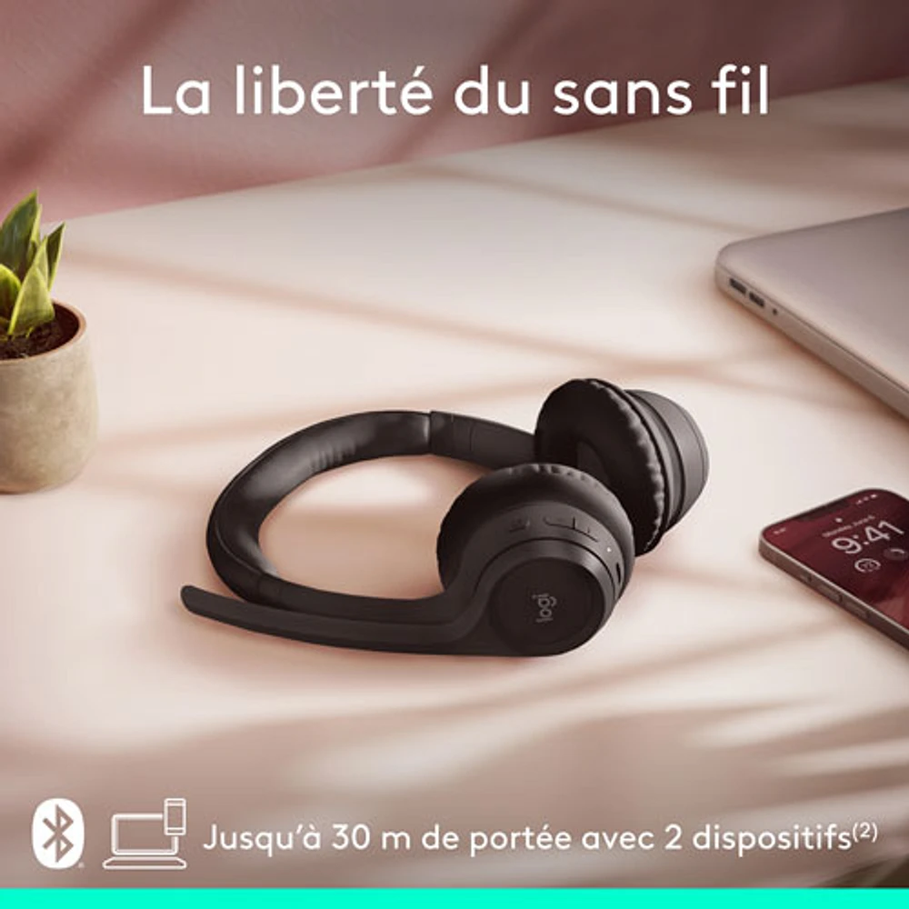 Casque d'écoute sans fil Bluetooth Zone 300 avec microphone à suppression du bruit de Logitech