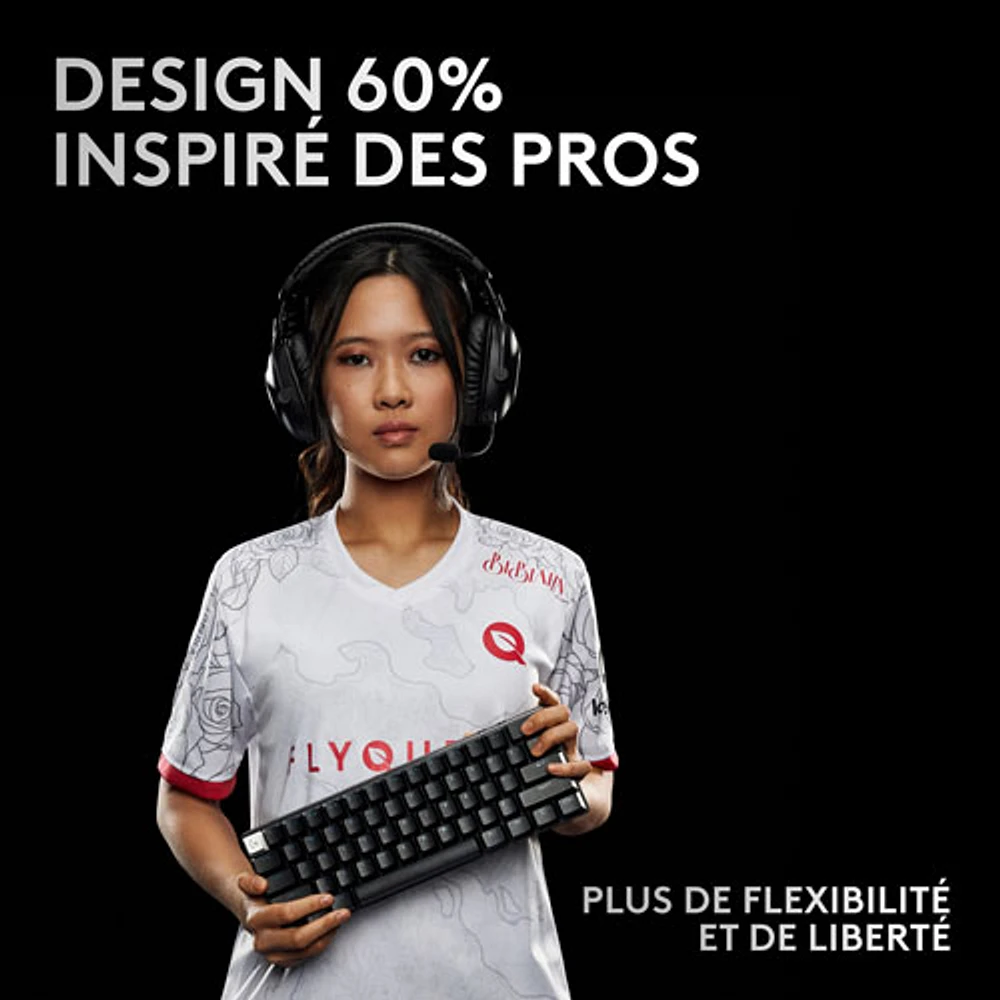 Clavier de jeu sans fil rétroéclairé à touches tactiles optiques GX PRO X 60 LIGHTSPEED de Logitech - Noir - Anglais