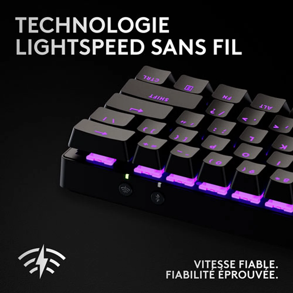 Clavier de jeu sans fil rétroéclairé à touches tactiles optiques GX PRO X 60 LIGHTSPEED de Logitech - Noir - Anglais