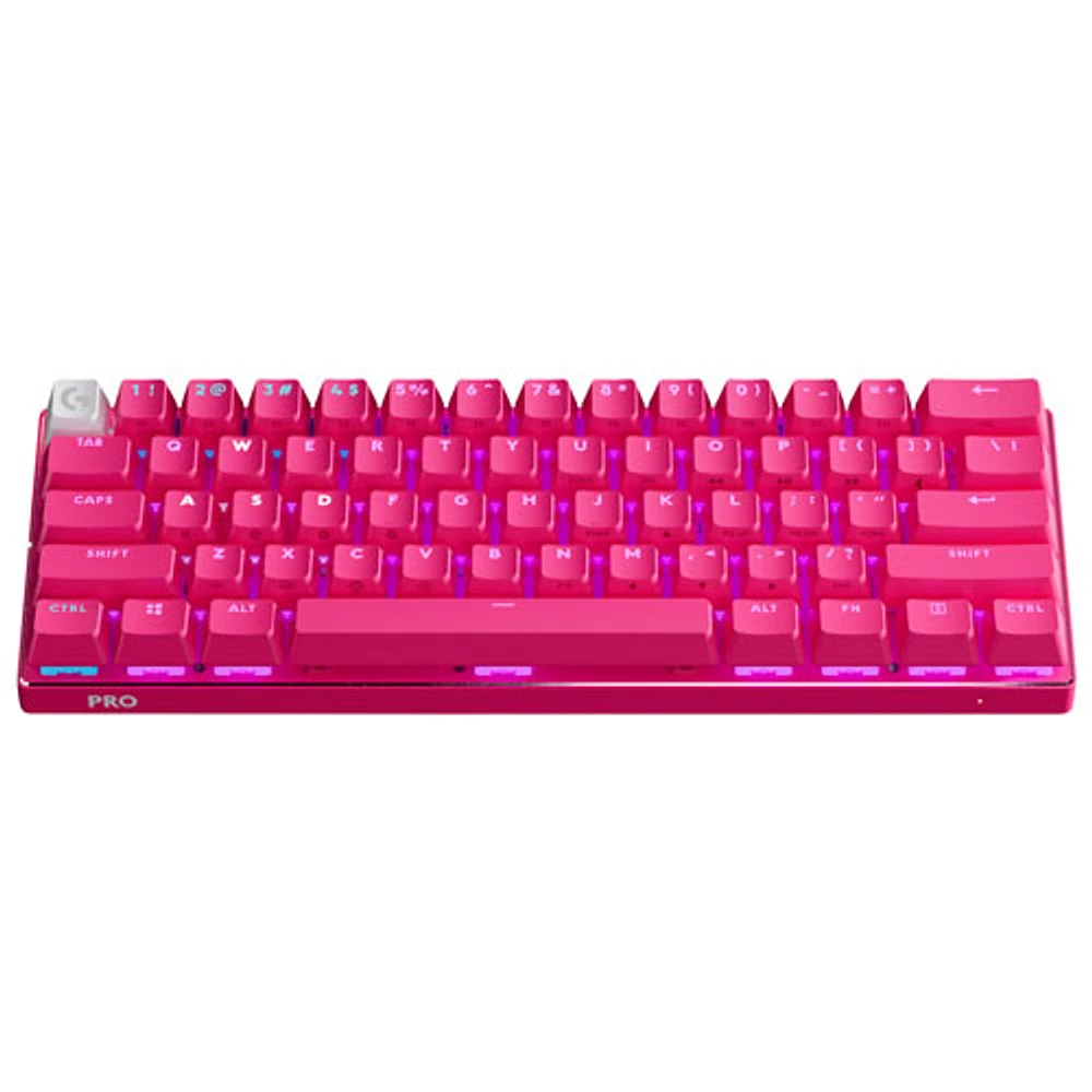 Clavier de jeu sans fil rétroéclairé à touches linéaires optiques GX PRO X 60 LIGHTSPEED de Logitech - Magenta - Anglais