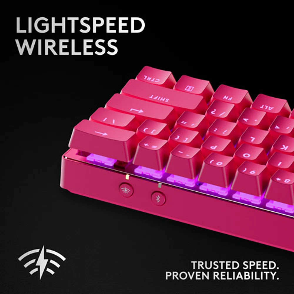 Logitech PRO X 60 LIGHTSPEED Wireless Backlit Mechanical GX Optical Tactile Gaming Keyboard - Magenta - En