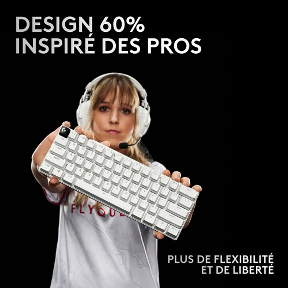 Clavier de jeu sans fil rétroéclairé à touches tactiles optiques GX PRO X 60 LIGHTSPEED de Logitech - Magenta - Anglais