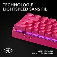 Clavier de jeu sans fil rétroéclairé à touches tactiles optiques GX PRO X 60 LIGHTSPEED de Logitech - Magenta - Anglais