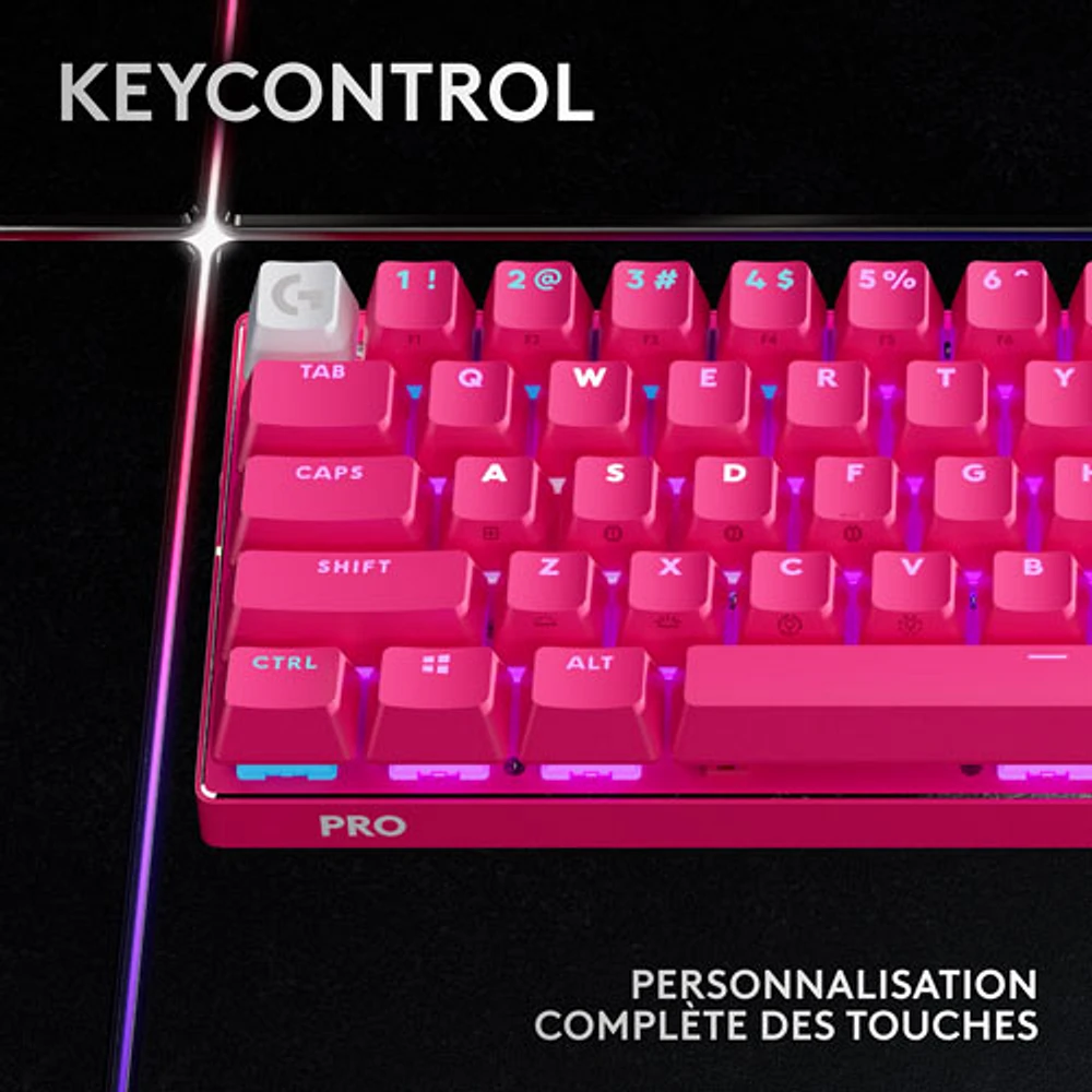 Logitech PRO X 60 LIGHTSPEED Wireless Backlit Mechanical GX Optical Tactile Gaming Keyboard - Magenta - En