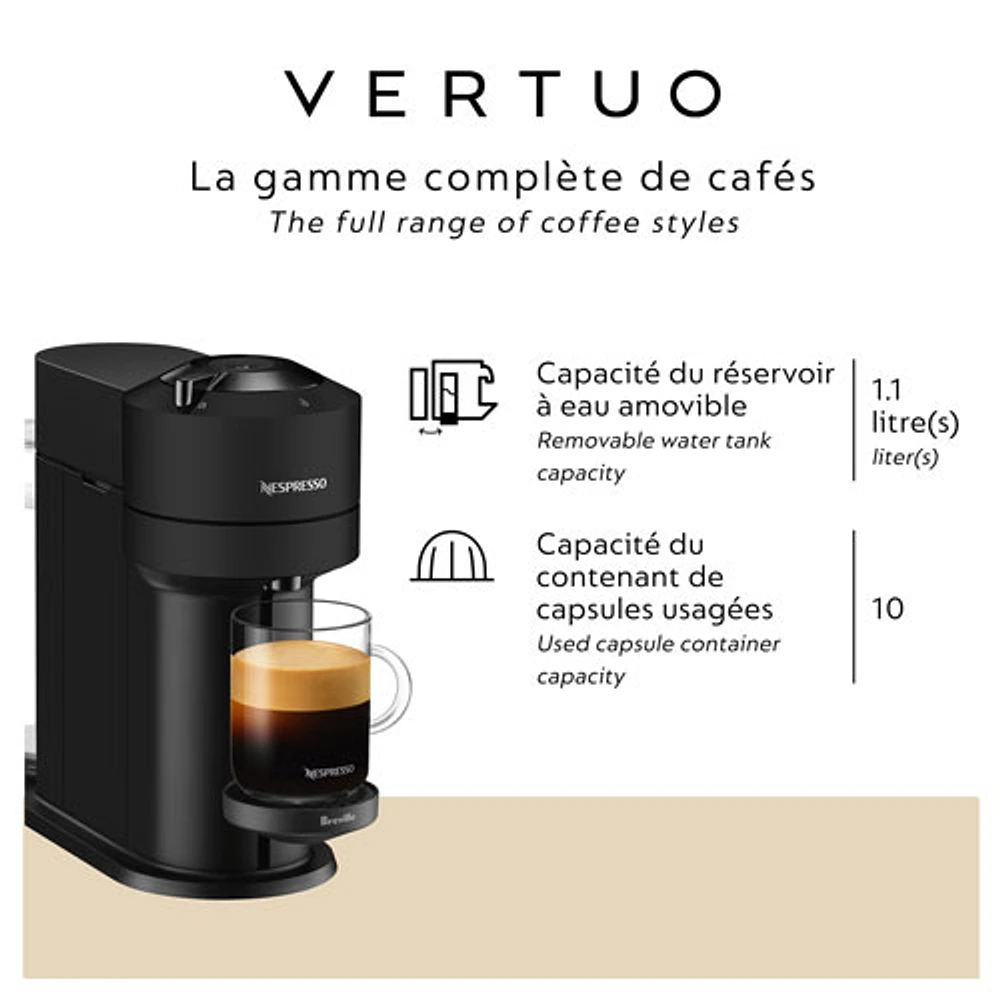 Machine à café/espresso Nespresso Vertuo Next par Breville - Noir mat