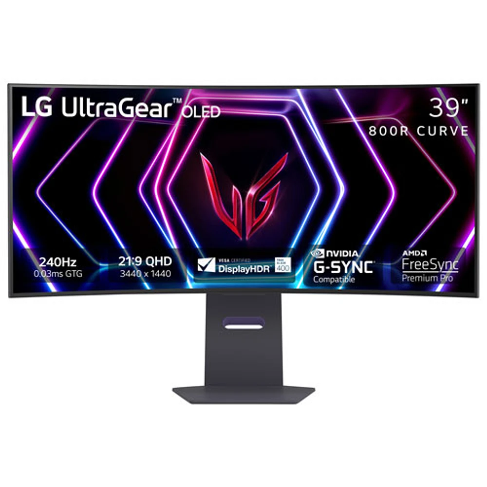 LG UltraGear 39" QHD 240Hz 0.03ms GTG Curved OLED LED G-Sync FreeSync Gaming Monitor (39GS95QE-B) - Black