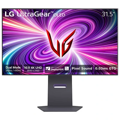 Moniteur de jeu FreeSync G-Sync DELO UHD 4K 240 Hz (mode double 1080P 480 Hz) de 32 po UltraGear de LG avec temps de réponse de 0,03 ms gris à gris (32GS95UE-B)