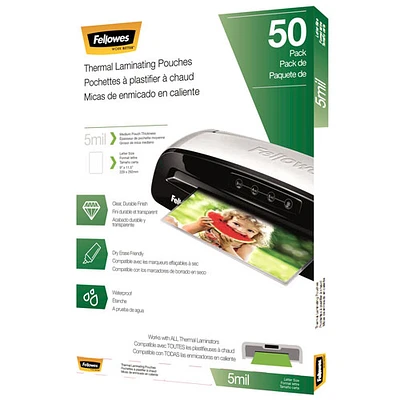 Fellowes 9"x11.5" Thermal Laminating Pouches - 5 mil
