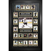 Frameworth Pittsburgh Penguins: Sidney Crosby Framed Photo w/ Hockey Card Collage & Piece of Net from 2005-2006 Season