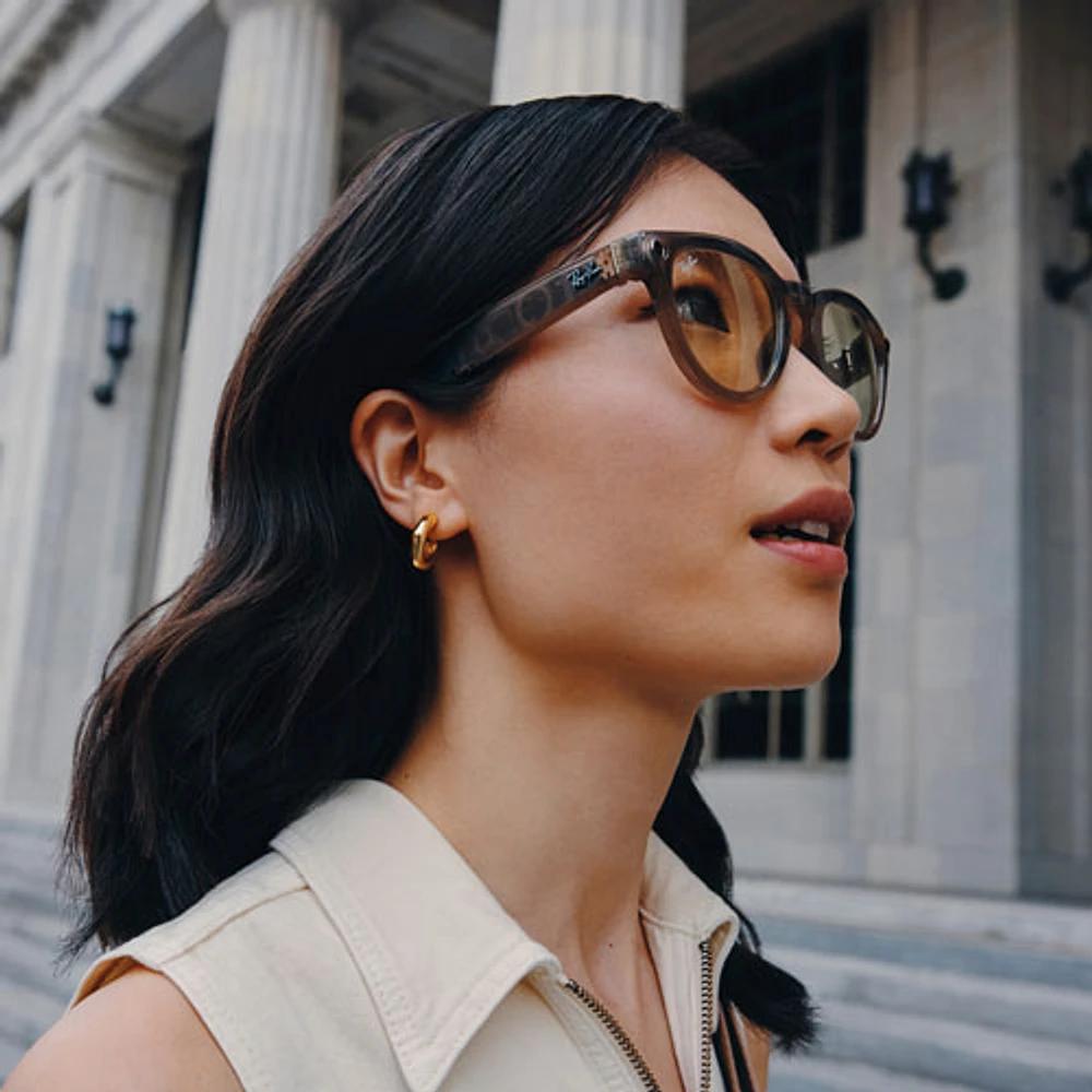 Ray-Ban | Meta Headliner Smart Glasses with AI, Photo, Video, Audio & Messaging - Warm Stone/Transitions