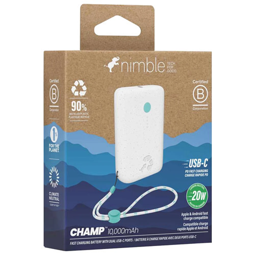 Nimble Champ 10000 mAh 20W PD Fast Charging Power Bank- Luna White