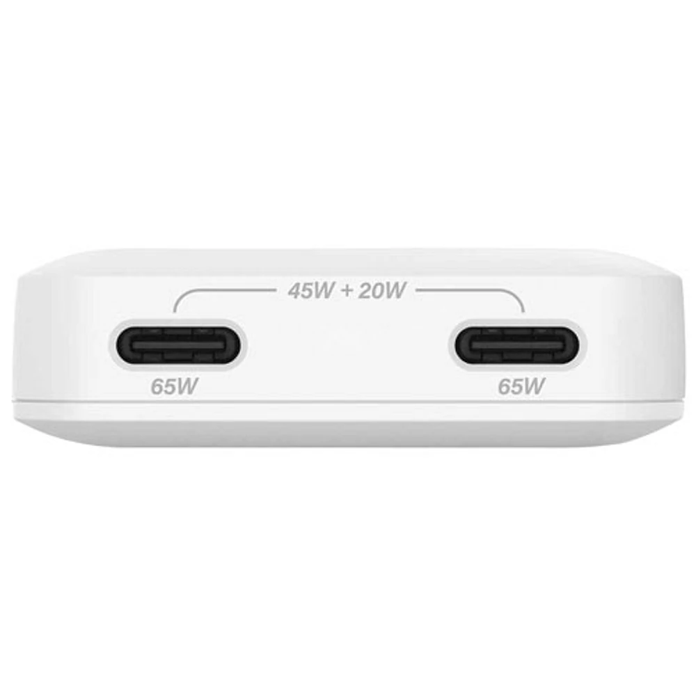 Chargeur mural ultracompact à deux ports USB-C GaN 65 W de Nimble - Blanc