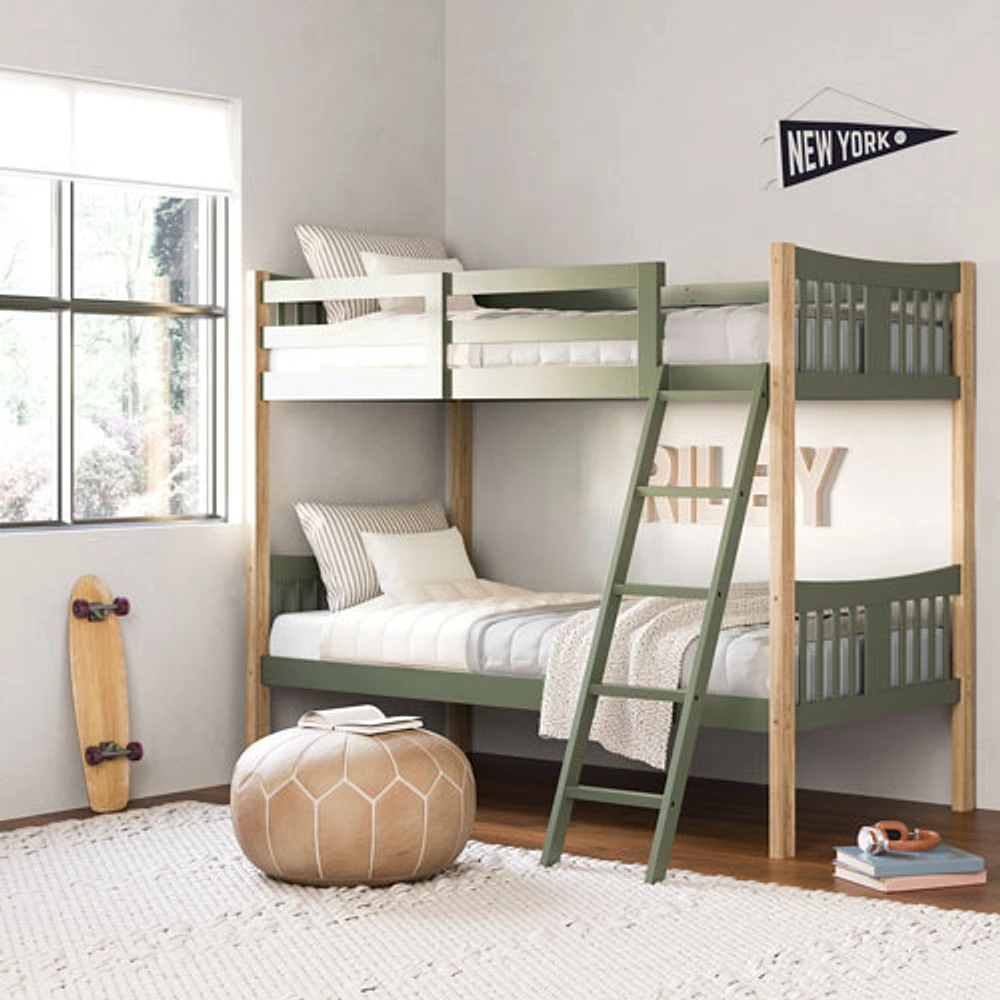 Storkcraft Caribou Solid Hardwood Twin Bunk Bed - Olive/Natural