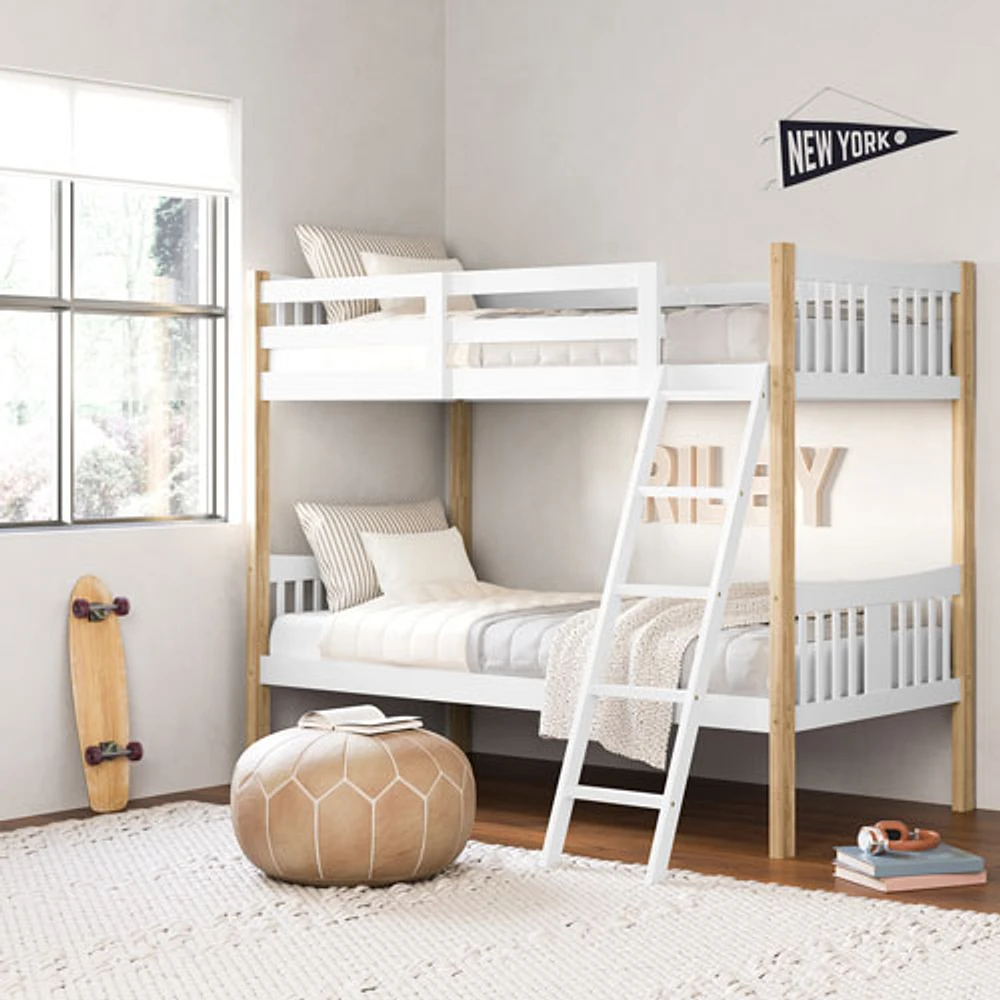 Storkcraft Caribou Solid Hardwood Twin Bunk Bed - White/Natural