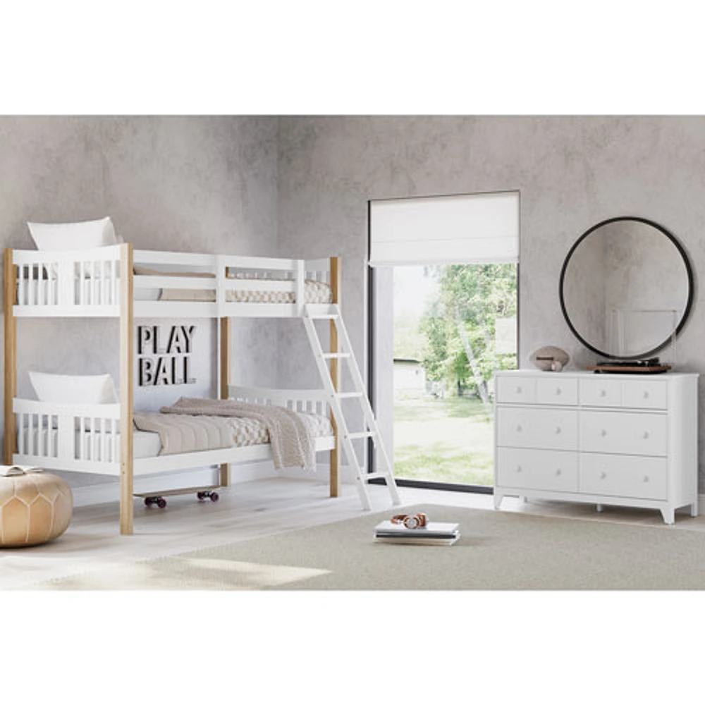 Storkcraft Caribou Solid Hardwood Twin Bunk Bed - White/Natural