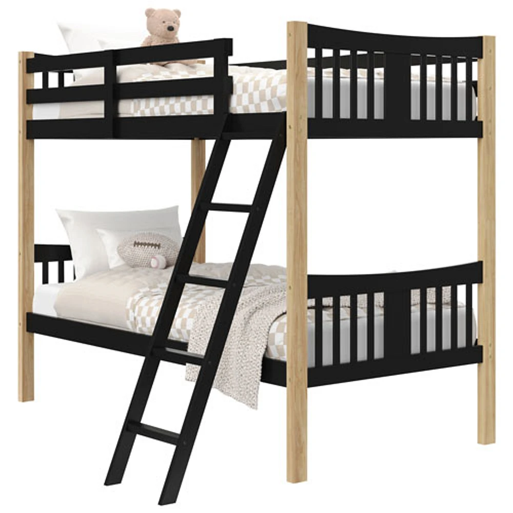 Storkcraft Caribou Solid Hardwood Twin Bunk Bed - Black/Natural