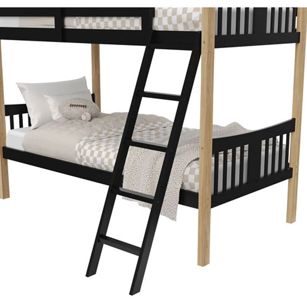 Storkcraft Caribou Solid Hardwood Twin Bunk Bed - Black/Natural