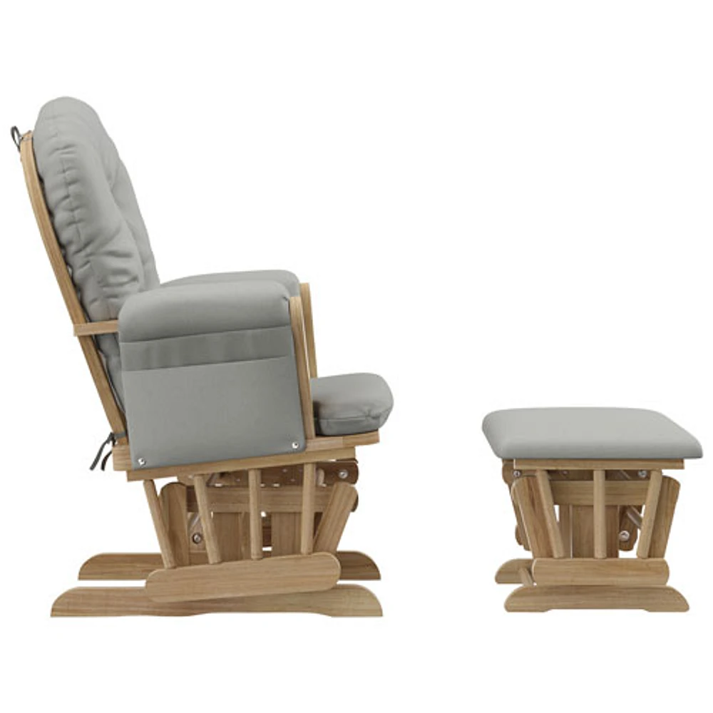 Storkcraft Hoop Glider and Ottoman Set - Natural/Light Grey