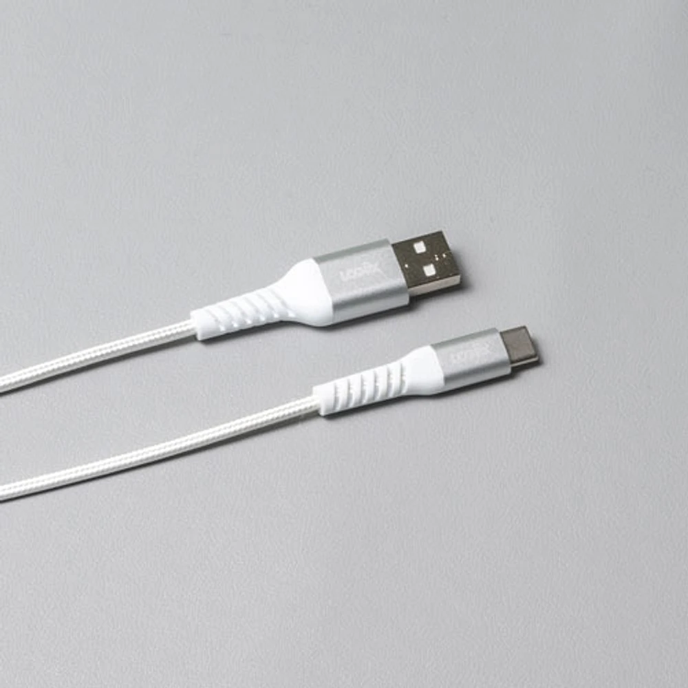 LOGiiX Vibrance 1.2m (3.9 ft.) Braided USB to USB-C Cable (LGX-13752) - White
