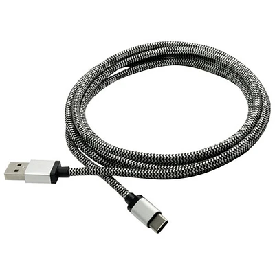 Câble tissé USB-A/USB-C de 7 pi de LBT (LBT075) - Noir/Blanc