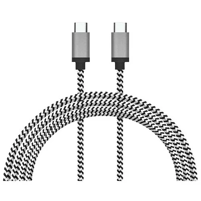 Câble tissé USB-C à USB-C de 3 m (9,8 pi) de LBT (LBT108) - Noir/Blanc