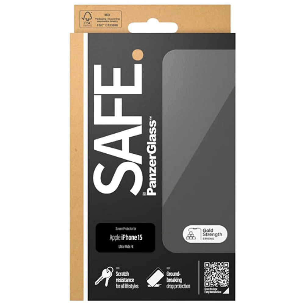 Protecteur d'écran en verre SAFE de PanzerGlass pour iPhone 15