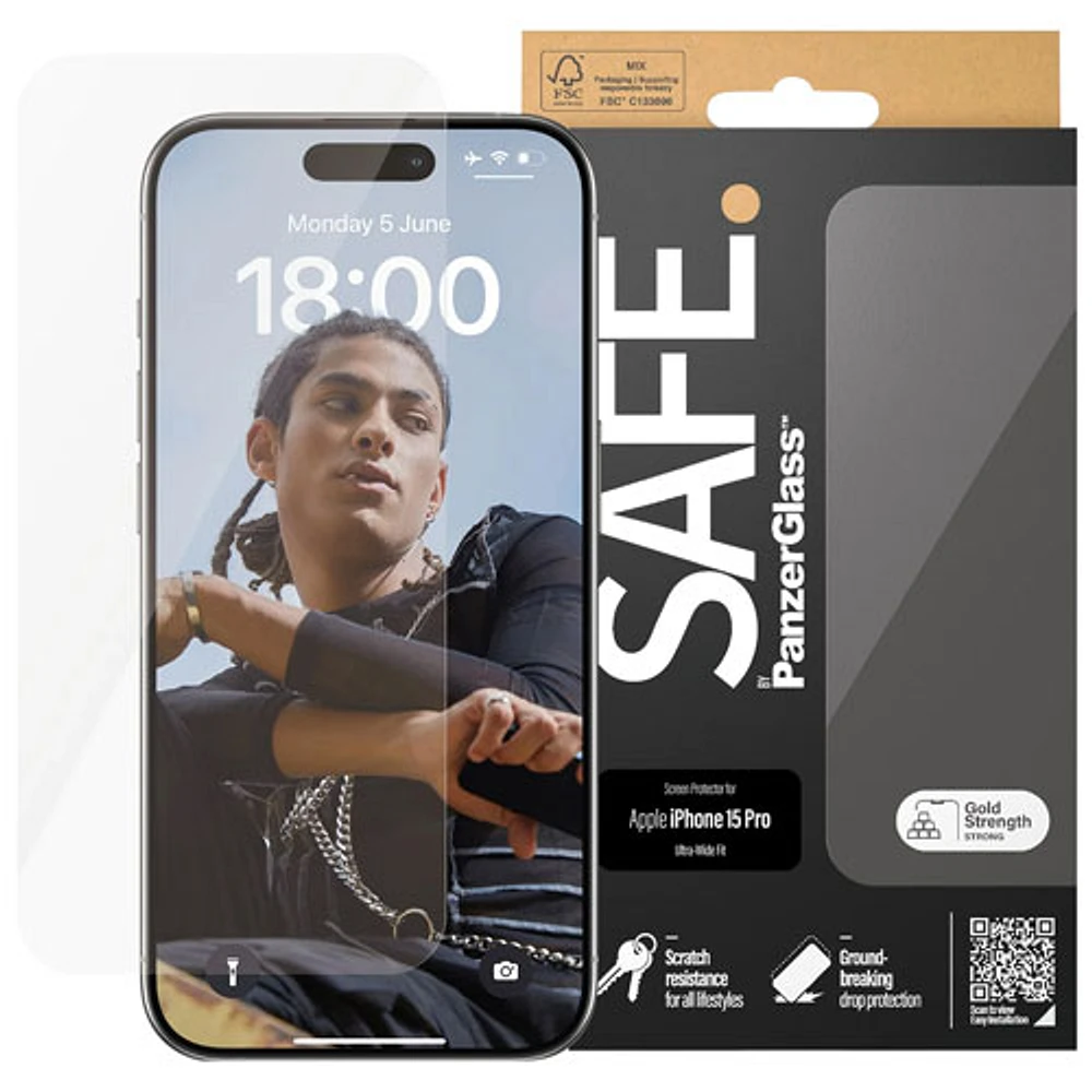 Protecteur d'écran en verre SAFE de PanzerGlass pour iPhone 15 Plus