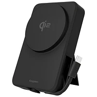 Chargeur portable USB-C 20 W 8000 mAh de Kopplen avec chargeur Qi sans fil et câble USB-C intégré - Noir