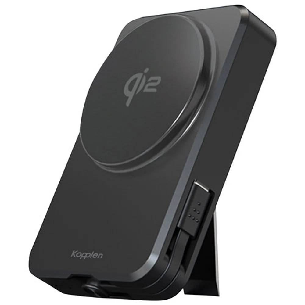 Kopplen 8000 mAh 20W Power Bank with Wireless Qi Charger & Built-In MFi Lightning Cable - Black