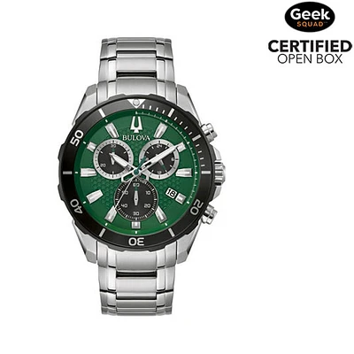 Boîte ouverte - Montre-bijou de 45 mm à chronographe pour hommes Classic de Bulova - Argenté/Vert