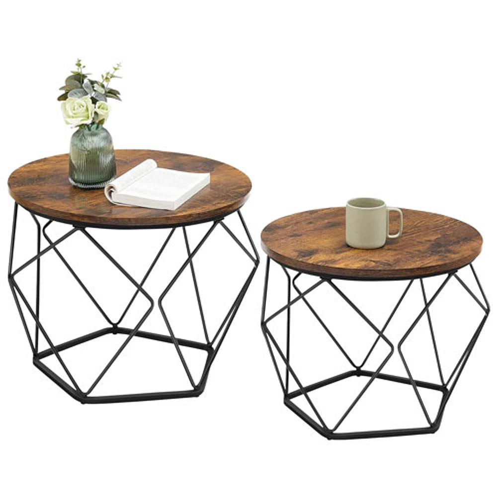 Stand Out by a Mile Contemporary Coffee Table - Set of 2 - Brown
