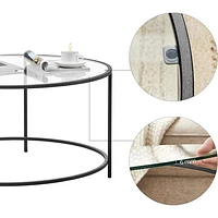 Boutique Home Contemporary Round Coffee Table with Glass Top - Black