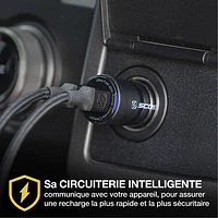 Chargeur pour l'auto à deux ports USB-C de 40 W PowerVolt de Scosche - Noir