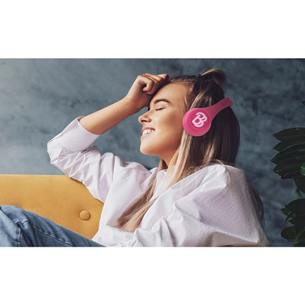 Casque d'écoute Bluetooth pour enfants Barbie de KIDdesigns avec microphone - Rose