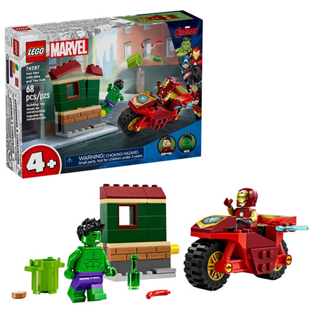 LEGO Marvel : Iron Man avec une moto et Hulk - 68 pièces (76287)