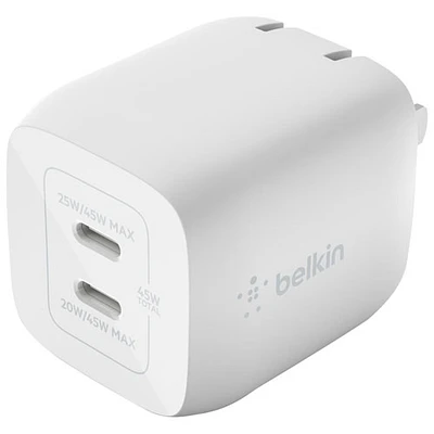 Belkin BoostCharge Pro 45W Dual USB-C Wall Charger - White