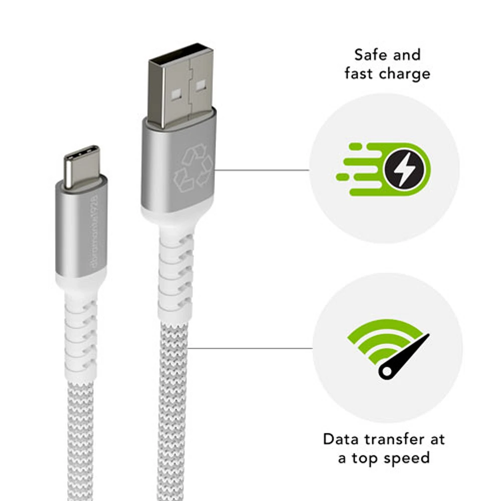 dbramante1928 2.5m (8ft) USB-A to USB-C Braided Cable (DB-CB25ACGRU509) - White